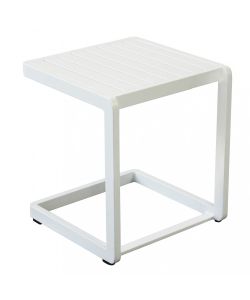 Cosma Tavolino da Giardino Quadrato 40x40x45 cm Bianco in Alluminio