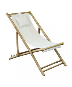 Cosma Sdraio Pieghevole Dondolo Bianco in Bamboo con Cuscino 117x60 cm