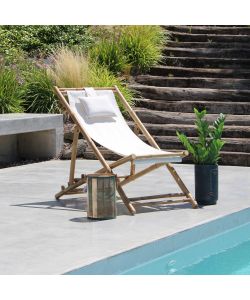 Cosma Sdraio Pieghevole Dondolo Bianco in Bamboo con Cuscino 117x60 cm