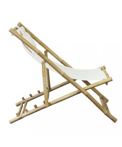 Cosma Sdraio Pieghevole Dondolo Bianco in Bamboo con Cuscino 117x60 cm