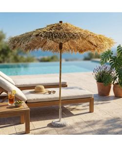 Cosma Ombrellone da Giardino Tondo 250 cm Marrone in Bamboo