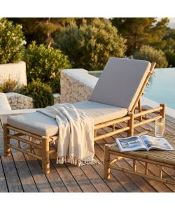 Cosma Lettino in bamboo marrone 210x80x36cm con cuscino rettangolare