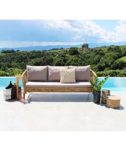 Cosma Divano Bronx in Bamboo 190x74x80 cm Marrone con Cuscino