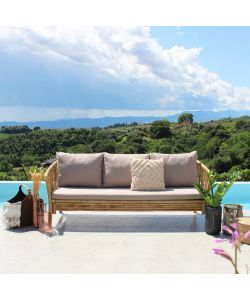 Cosma Divano Bronx in Bamboo 190x74x80 cm Marrone con Cuscino