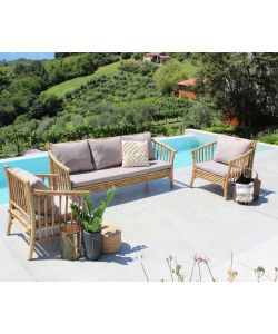 Cosma Divano Bronx in Bamboo 190x74x80 cm Marrone con Cuscino