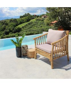 Cosma Poltrona Bronx in Bamboo Marrone 70x70x80 cm con Cuscino