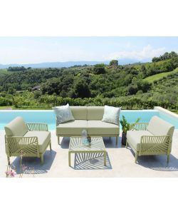 Cosma Seduta per Salotto da Giardino Verde Oliva con Cuscino 69x70x42 cm