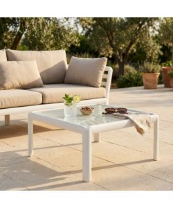 Cosma Tavolino da Giardino Quadrato Bianco 70x70x32 cm in Polipropilene