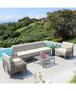 Cosma Tavolino da Giardino Quadrato Taupe 70x70x32 cm Polipropilene