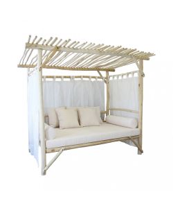 Cosma Gazebo Letto Bianco in Teak 250x180x204 cm Stile Orientale