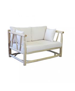 Cosma Divano 2 Posti Esterno con Cuscini Teak Bianco/Tortora 131,5x92 cm