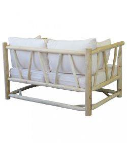 Cosma Divano 2 Posti Esterno con Cuscini Teak Bianco/Tortora 131,5x92 cm