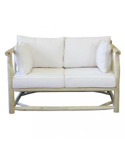 Cosma Divano 2 Posti Esterno con Cuscini Teak Bianco/Tortora 131,5x92 cm