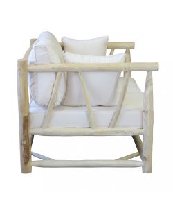 Cosma Divano 2 Posti Esterno con Cuscini Teak Bianco/Tortora 131,5x92 cm
