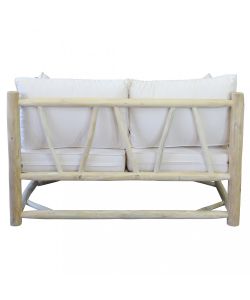 Cosma Divano 2 Posti Esterno con Cuscini Teak Bianco/Tortora 131,5x92 cm