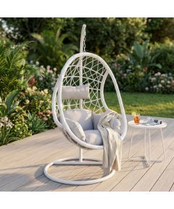 Cosma Dondolo Capraia in Wicker Grigio/Bianco 195x93x122 cm Ovale