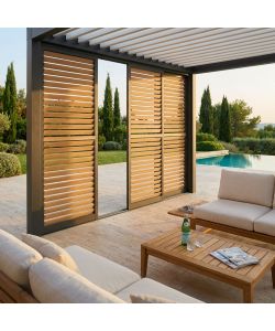 Cosma Laterale Scorrevole per Pergola Bioclimatica 270x238 cm Marrone