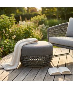 Cosma Pouf Lafayette Grigio con Cuscini 63x63x36 cm in Alluminio