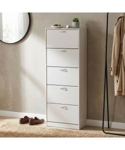 Cosma Scarpiera Bianca 5 Ante in Legno 60x24x180 cm Moderna