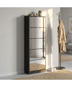 Cosma Scarpiera Susie Grigio Scuro 5 Ante con Specchio 60x24x180 cm