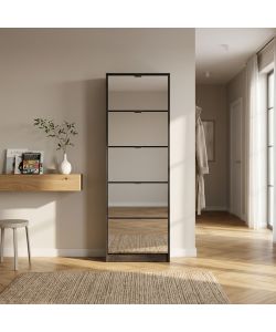 Cosma Scarpiera Susie Grigio Scuro 5 Ante con Specchio 60x24x180 cm
