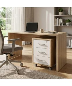 Cosma Mobile 3 Cassetti su Ruote Noce Stelvio e Bianco 51x41x71 cm