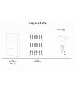 Cosma Scarpiera 3 Ante Bianco 70x18x115 cm in Quercia MDF