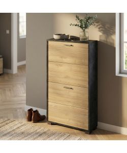Cosma Scarpiera 4 Ante 70x18x154 cm Marrone Ossido Nero MDF