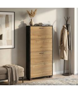 Cosma Scarpiera 4 Ante 70x18x154 cm Marrone Ossido Nero MDF