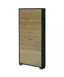 Cosma Scarpiera 4 Ante 70x18x154 cm Marrone Ossido Nero MDF