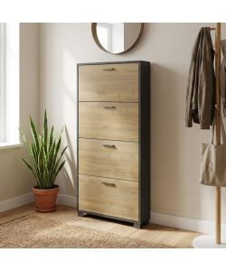 Cosma Scarpiera 4 Ante 70x18x154 cm Marrone Ossido Nero MDF