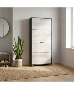 Cosma Scarpiera 4 Ante Bianco 70x18x154 cm in Quercia MDF