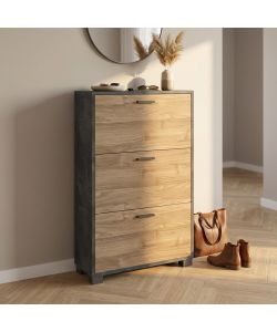 Cosma Scarpiera 3 Ante 70x29x118 cm Marrone Ossido Nero MDF