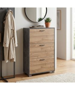 Cosma Scarpiera 3 Ante 70x29x118 cm Marrone Ossido Nero MDF