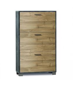 Cosma Scarpiera 3 Ante 70x29x118 cm Marrone Ossido Nero MDF