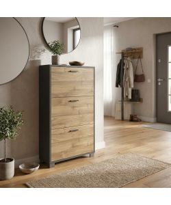 Cosma Scarpiera 3 Ante 70x29x118 cm Marrone Ossido Nero MDF