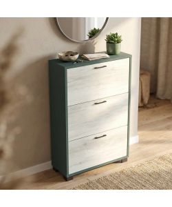 Cosma Scarpiera 3 Ante 70x29x115 cm Bianco Titanio Quercia