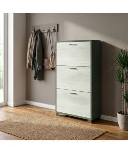Cosma Scarpiera 3 Ante 70x29x115 cm Bianco Titanio Quercia