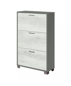 Cosma Scarpiera 3 Ante 70x29x115 cm Bianco Titanio Quercia