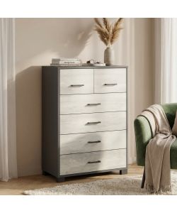 Cosma Cassettiera 6 Cassetti 70x41x112 cm Titanio Bianco MDF