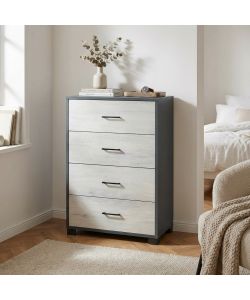 Cosma Cassettiera 4 Cassetti Titanio Bianco 70x41x112 cm MDF