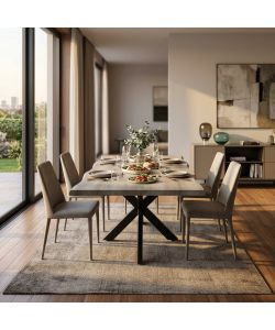 Cosma Tavolo Fisso 160x90 cm Naturale Nodato Struttura Nera Moderno