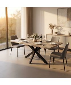 Cosma Tavolo Fisso 160x90 cm Naturale Nodato Struttura Nera Moderno