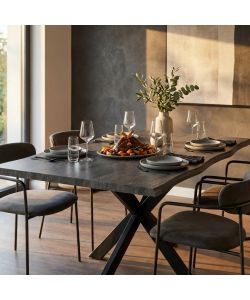Cosma Tavolo Antracite Effetto Legno 160x90 cm Struttura Nera