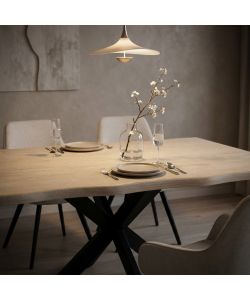 Cosma Tavolo Grigio Effetto Pietra 160 x 90 cm Struttura Nera Moderno