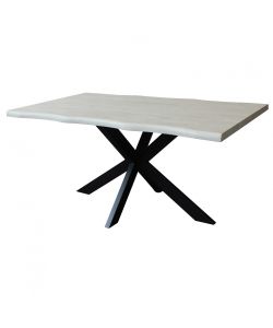 Cosma Tavolo Grigio Effetto Pietra 160 x 90 cm Struttura Nera Moderno