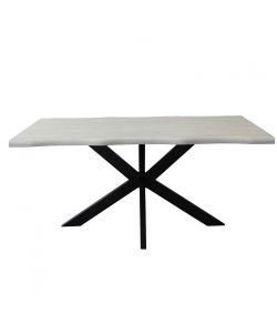 Cosma Tavolo Grigio Effetto Pietra 160 x 90 cm Struttura Nera Moderno