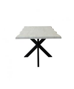 Cosma Tavolo Grigio Effetto Pietra 160 x 90 cm Struttura Nera Moderno