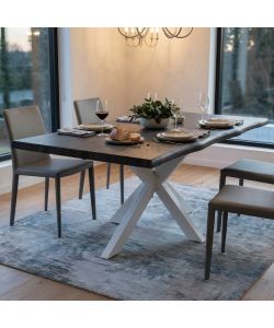 Cosma Tavolo Antracite Effetto Legno 160 x 90 cm Struttura Bianca