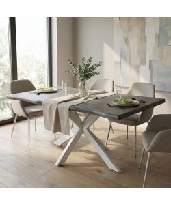 Cosma Tavolo Antracite Effetto Legno 160 x 90 cm Struttura Bianca